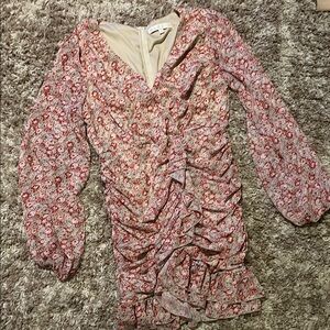 Floral Long Sleeve Ruched Dress